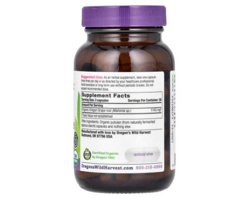 Oregon's Wild Harvest, Organic Oregon Grape, 90 Organic Vegan Capsules (380 mg per Capsule)