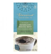 Teeccino, Roasted Herbal Tea, Dandelion Mocha Mint, Caffeine Free, 25 Tea Bags, 5.3 oz (150 g)