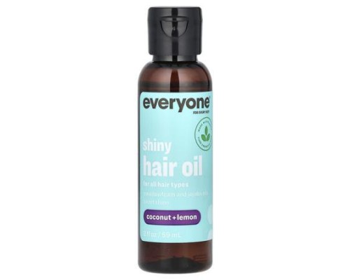 Everyone, Shiny Hair Oil, Coconut + Lemon, 2 fl oz (59 ml)
