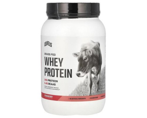 Levels, Grass Fed Whey Protein Powder, Strawberry, 2 lb (907 g)