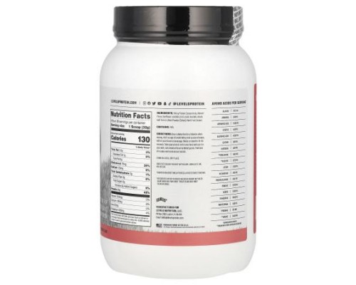 Levels, Grass Fed Whey Protein Powder, Strawberry, 2 lb (907 g)