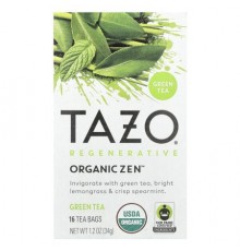 TAZO, Regenerative, Green Tea, Organic Zen, 16 Tea Bags, 1.2 oz (34 g)