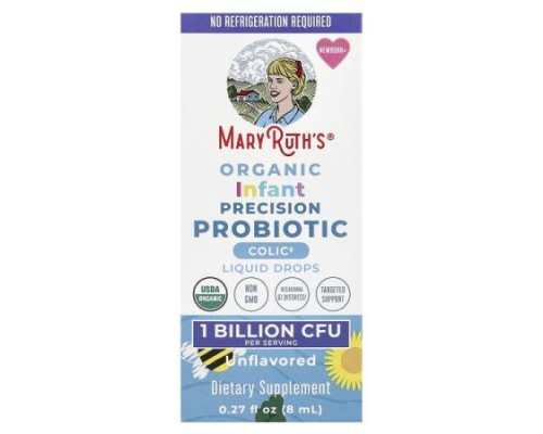 MaryRuth's, Organic Infant Precision Probiotic, Liquid Drops, Newborn+, Unflavored , 1 Billion CFU, 0.27 fl oz (8 ml)