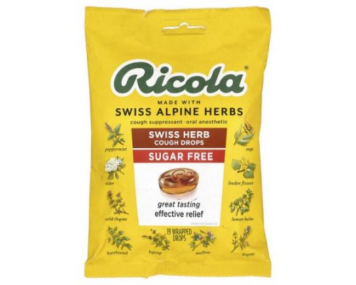 Ricola, Swiss Herb Cough Drops, Sugar Free, 19 Wrapped Drops Ricola, Swiss Herb Cough Drops, Sugar Free, 19 Wrapped Drops