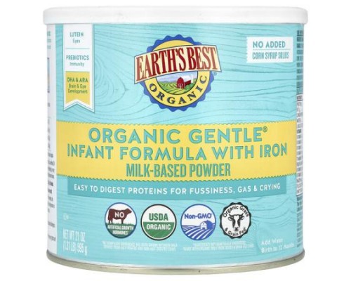 Earth's Best, Organic Gentle Infant Formula with Iron, Birth to 12 Months, 21 oz (595 g)