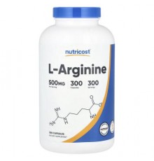 Nutricost, L-Arginine, 500 mg, 300 Capsules