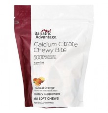 Bariatric Advantage, Calcium Citrate Chewy Bite, Sugar Free, Tropical Orange, 90 Soft Chews