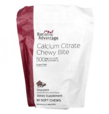 Bariatric Advantage, Calcium Citrate Chewy Bite, Sugar-Free, Chocolate, 90 Soft Chews