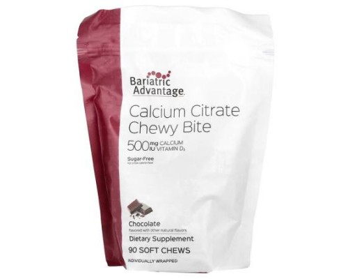 Bariatric Advantage, Calcium Citrate Chewy Bite, Sugar-Free, Chocolate, 90 Soft Chews