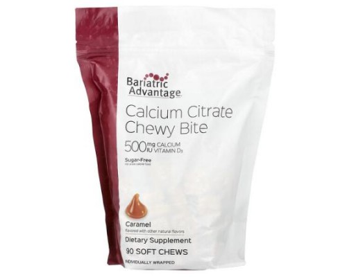 Bariatric Advantage, Calcium Citrate Chewy Bite, Sugar-Free, Caramel, 90 Soft Chews