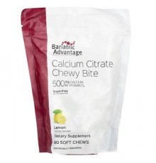 Bariatric Advantage, Calcium Citrate Chewy Bite, Sugar-Free, Lemon, 90 Soft Chews