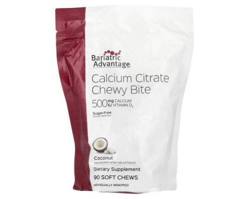 Bariatric Advantage, Calcium Citrate Chewy Bite, Sugar-Free, Coconut, 90 Soft Chews