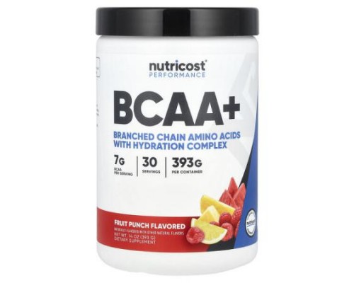 Nutricost, Performance, BCAA+, Fruit Punch, 14 oz (393 g) Nutricost, Performance, BCAA+, Fruit Punch, 14 oz (393 g)