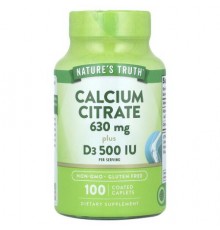 Nature's Truth, Calcium Citrate Plus D3, 100 Coated Caplets
