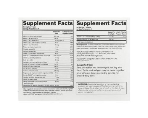 Theralogix, TheraNatal, OvaVite, 91 Tablets + 182 Softgels Theralogix, TheraNatal, OvaVite, 91 Tablets + 182 Softgels