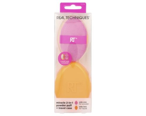 Real Techniques, Miracle 2-in-1 Powder Puff + Travel Case , 2 Piece Set Real Techniques, Miracle 2-in-1 Powder Puff + Travel Case , 2 Piece Set