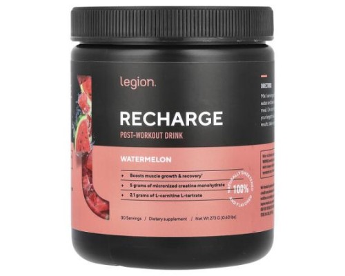 Legion Athletics, Recharge, Post-Workout Drink, Watermelon, 0.6 lbs (273 g)