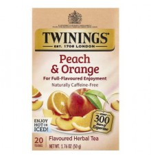 Twinings, Herbal Tea, Peach & Orange, Caffeine-Free, 20 Tea Bags, 1.76 oz (50 g)