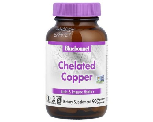 Bluebonnet Nutrition, Chelated Copper, 3 mg , 90 Vegetable Capsules Bluebonnet Nutrition, Chelated Copper, 3 mg , 90 Vegetable Capsules