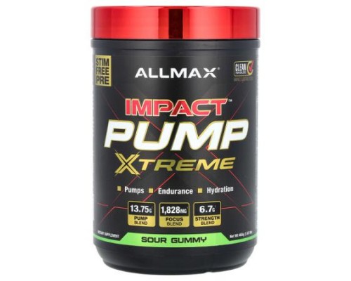 ALLMAX, IMPACT™ PUMP XTREME, Sour Gummy, 1.02 lbs (465 g) ALLMAX, IMPACT™ PUMP XTREME, Sour Gummy, 1.02 lbs (465 g)