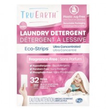 Tru Earth, Eco-Strips®, Laundry Detergent, Ultra Concentrated, Fragrance-Free, For Babies, 32 Strips