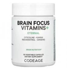 Codeage, Brain Focus Vitamins+, 60 Vegetable Capsules