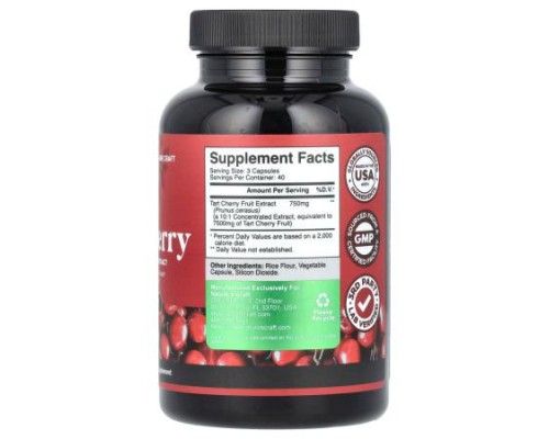 Nature's Craft, Tart Cherry, 120 Capsules (250 mg per Capsule)