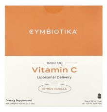 Cymbiotika, Vitamin C, Liposomal Delivery, Citrus Vanilla, 1,000 mg, 30 Pouches, 15 ml Each