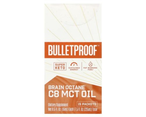 BulletProof, Brain Octane® C8 MCT Oil , 15 Packets, 0.5 fl oz (15 ml) Each BulletProof, Brain Octane® C8 MCT Oil , 15 Packets, 0.5 fl oz (15 ml) Each