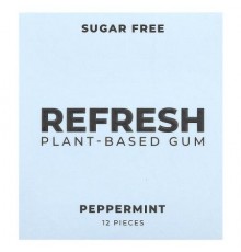 Refresh Gum, Plant-Based Gum, Peppermint, 12 Pieces