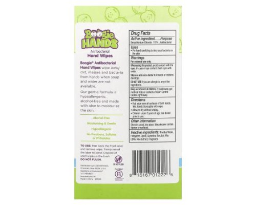 Boogie Wipes, Antibacterial Hand Wipes, Alcohol Free, 3 Packs, 20 Wipes Each Boogie Wipes, Antibacterial Hand Wipes, Alcohol Free, 3 Packs, 20 Wipes Each