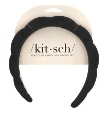 Kitsch, Recycled Fabric Puffy Headband, Black, 1 Headband