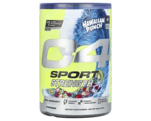 C4 / Cellucor, C4 Sport Strength, Pre-Workout, Hawaiian Punch®, Berry Blue Typhoon, 14.3 oz (406 g)