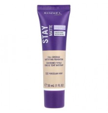 Rimmel London, Stay Matte, Full Coverage Mattifying Foundation, 101 Porcelain Ivory, 1 fl oz (30 ml)