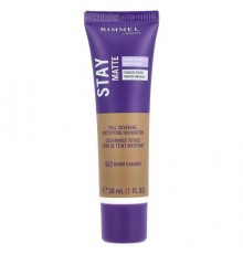 Rimmel London, Stay Matte, Full Coverage Mattifying Foundation, 502 Warm Caramel, 1 fl oz (30 ml)