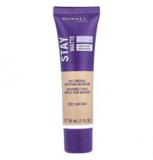 Rimmel London, Stay Matte, Full Coverage Mattifying Foundation, 102 Light Buff, 1 fl oz (30 ml)
