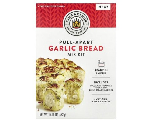King Arthur Baking Company, Pull-Apart Garlic Bread Mix Kit, 15.25 oz (432 g)