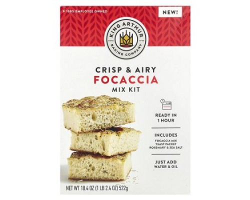 King Arthur Baking Company, Focaccia Mix Kit, 1 lb 2.4 oz (522 g) King Arthur Baking Company, Focaccia Mix Kit, 1 lb 2.4 oz (522 g)