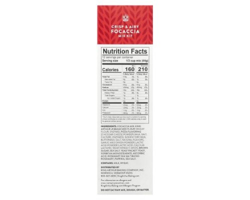 King Arthur Baking Company, Focaccia Mix Kit, 1 lb 2.4 oz (522 g) King Arthur Baking Company, Focaccia Mix Kit, 1 lb 2.4 oz (522 g)