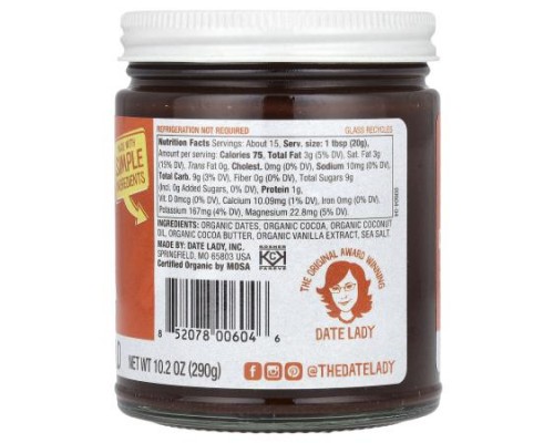 Date Lady, Chocolate Spread, 10.2 oz (290 g)