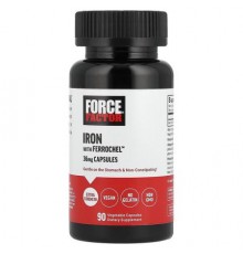 Force Factor, Iron with Ferrochel™, 36 mg, 90 Vegetable Capsules