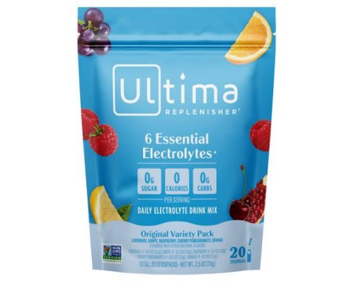 Ultima Replenisher, 6 Essential Electrolytes, Daily Electrolyte Drink Mix, Original Variety Pack, 20 Stickpacks, 0.13 oz (3.7 g)