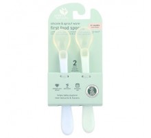 Green Sprouts, Silicone & Sprout Ware®, First Food Spoons, 6+ Months, Light Ealight, 2 Pack