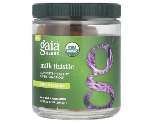 Gaia Herbs, Milk Thistle Gummies, Lemon, 60 Vegan Gummies