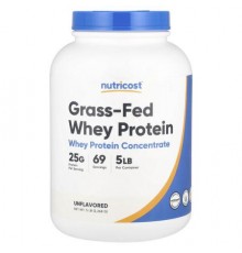 Nutricost, Grass-Fed Whey Protein Concentrate, Unflavored, 5 lb (2,268 g)