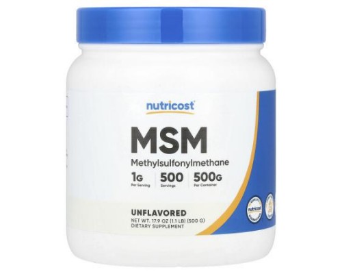 Nutricost, MSM, Unflavored, 17.9 oz (500 g)
