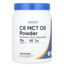 Nutricost, C8 MCT Oil Powder, Unflavored, 1 lb (454 g)