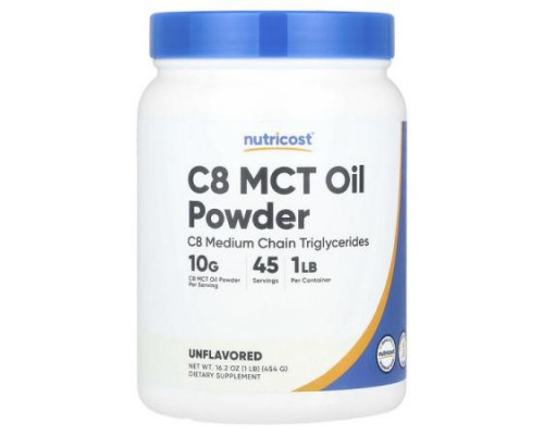 Nutricost, C8 MCT Oil Powder, Unflavored, 1 lb (454 g)