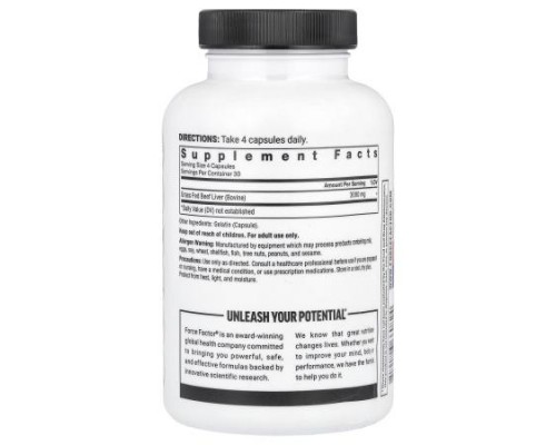 Force Factor, Primal Origins™, Grass-Fed Beef Liver, 120 Capsules (750 mg per Capsule) Force Factor, Primal Origins™, Grass-Fed Beef Liver, 120 Capsules (750 mg per Capsule)