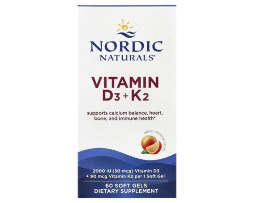 Nordic Naturals, Vitamin D3 + K2, Great Orange, 60 Soft Gels